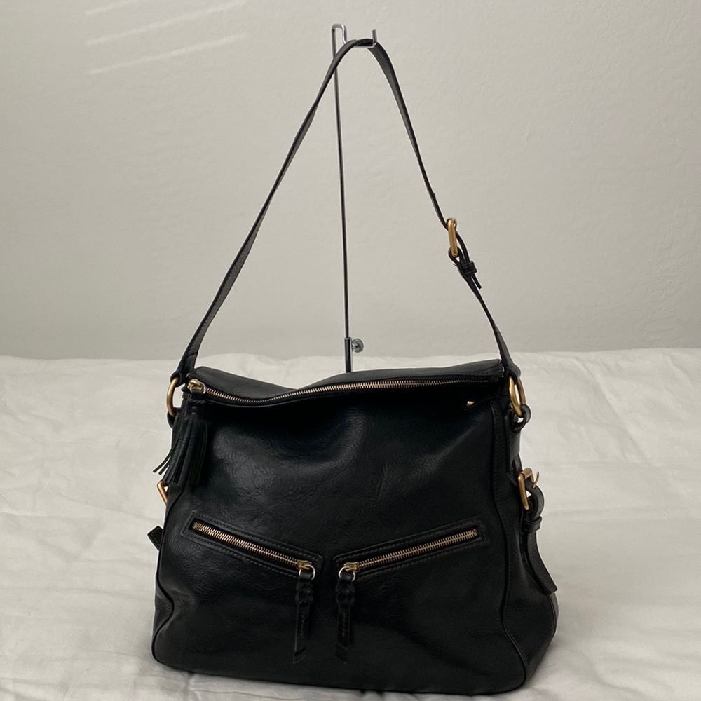 Dooney & Bourke Large Florentine Thick Leather Hobo Satchel Black